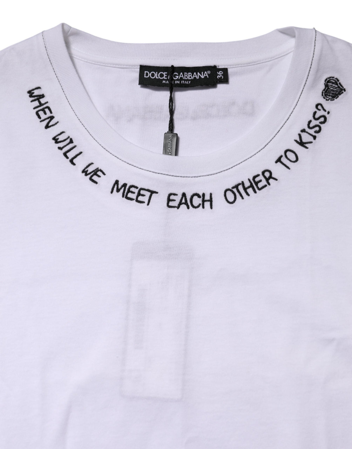 Dolce & Gabbana Women's Sleeveless Round Neck Cotton T-Shirt - White Print