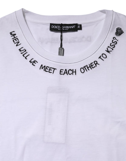 Dolce & Gabbana Women's Sleeveless Round Neck Cotton T-Shirt - White Print