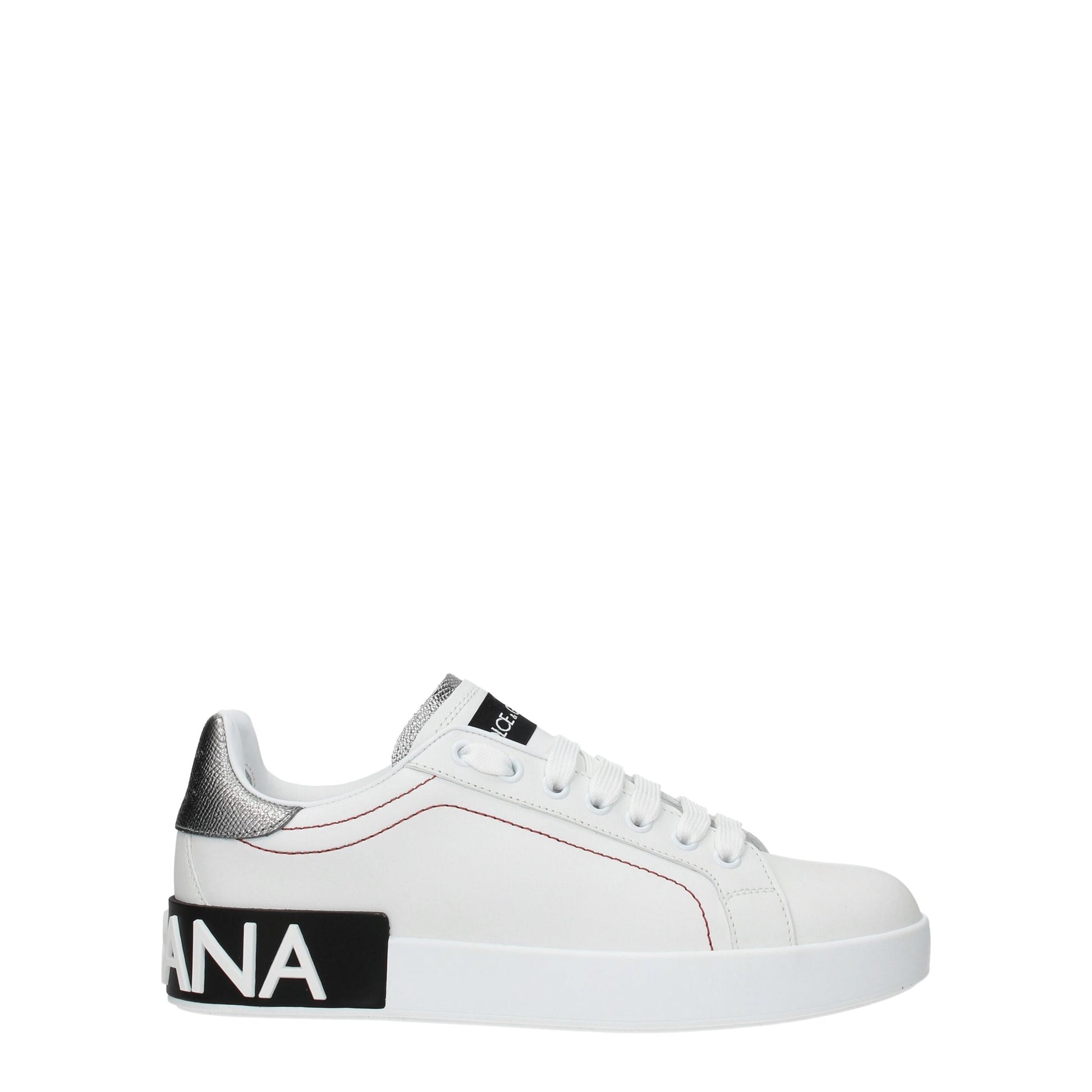 Sneakers by Dolce & Gabbana for women in leather & rubber silver & white presents a impeccable silhouette as Women's Low Top Leather & Rubber Sneakers, expertly defined by a impeccable low-top style for a impeccable, high-fashion look.
