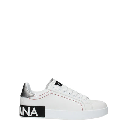 Sneakers by Dolce & Gabbana for women in leather & rubber silver & white presents a impeccable silhouette as Women's Low Top Leather & Rubber Sneakers, expertly defined by a impeccable low-top style for a impeccable, high-fashion look.