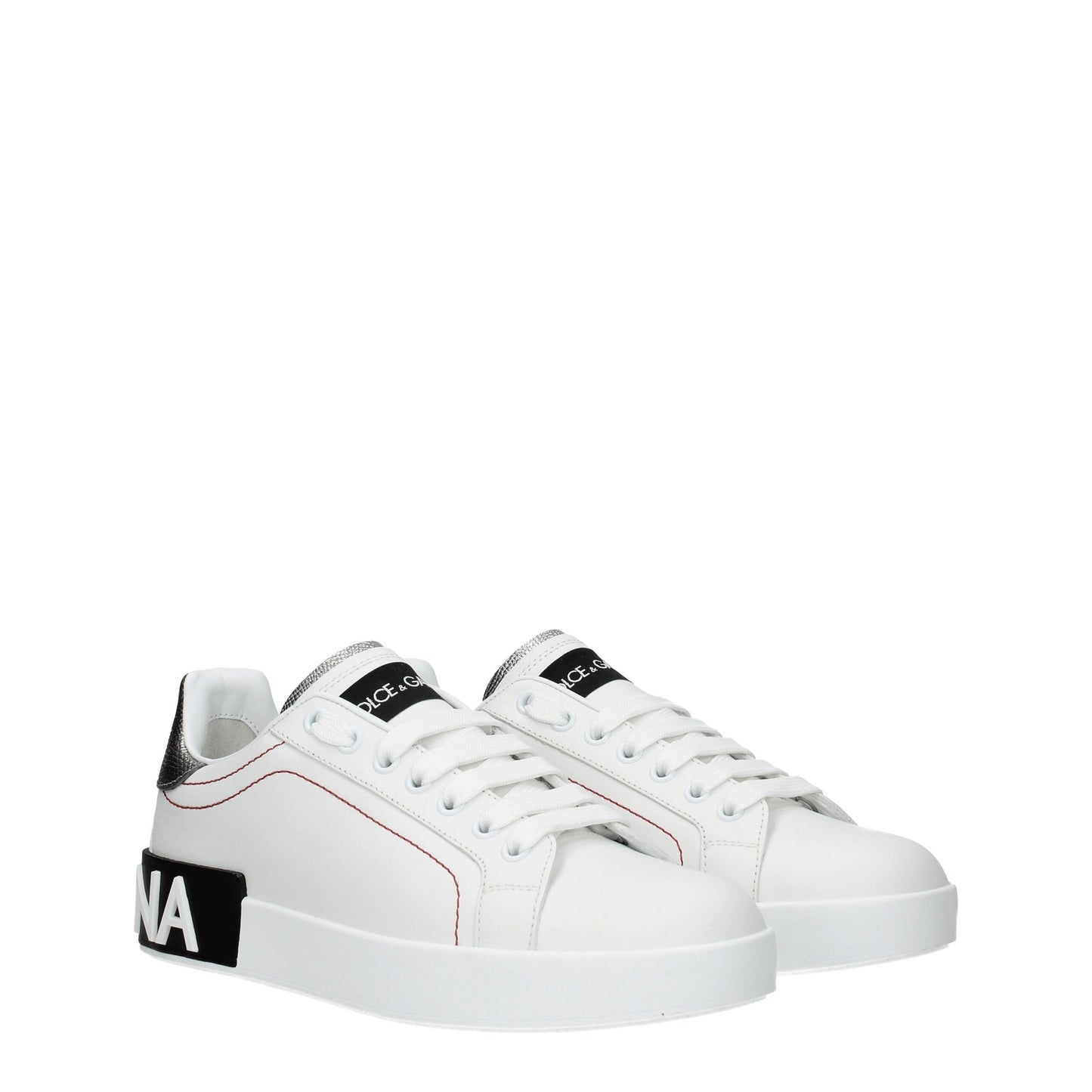 Sneakers by Dolce & Gabbana for women in leather & rubber silver & white features an timeless silhouette from the Women's Low Top Leather & Rubber Sneakers collection, showcasing a signature low-top style with an timeless finish.