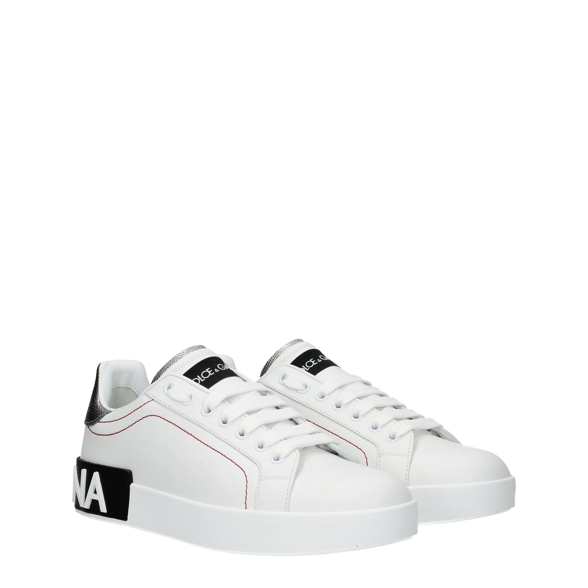 Sneakers by Dolce & Gabbana for women in leather & rubber silver & white features an timeless silhouette from the Women's Low Top Leather & Rubber Sneakers collection, showcasing a signature low-top style with an timeless finish.