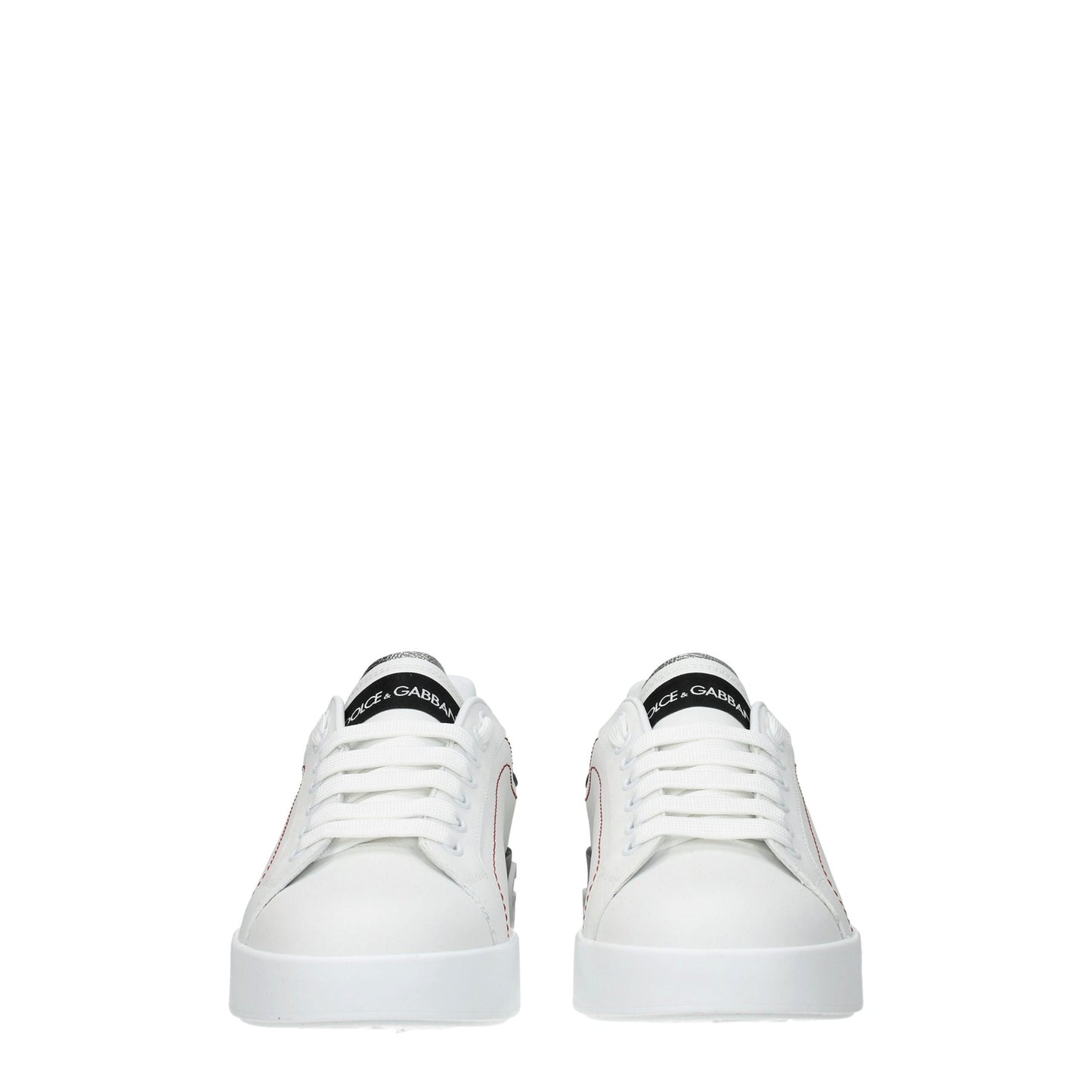 Sneakers by Dolce & Gabbana for women in leather & rubber silver & white features an versatile design from the Women's Low Top Leather & Rubber Sneakers collection, highlighting a versatile low-top style for a premium, high-fashion look.