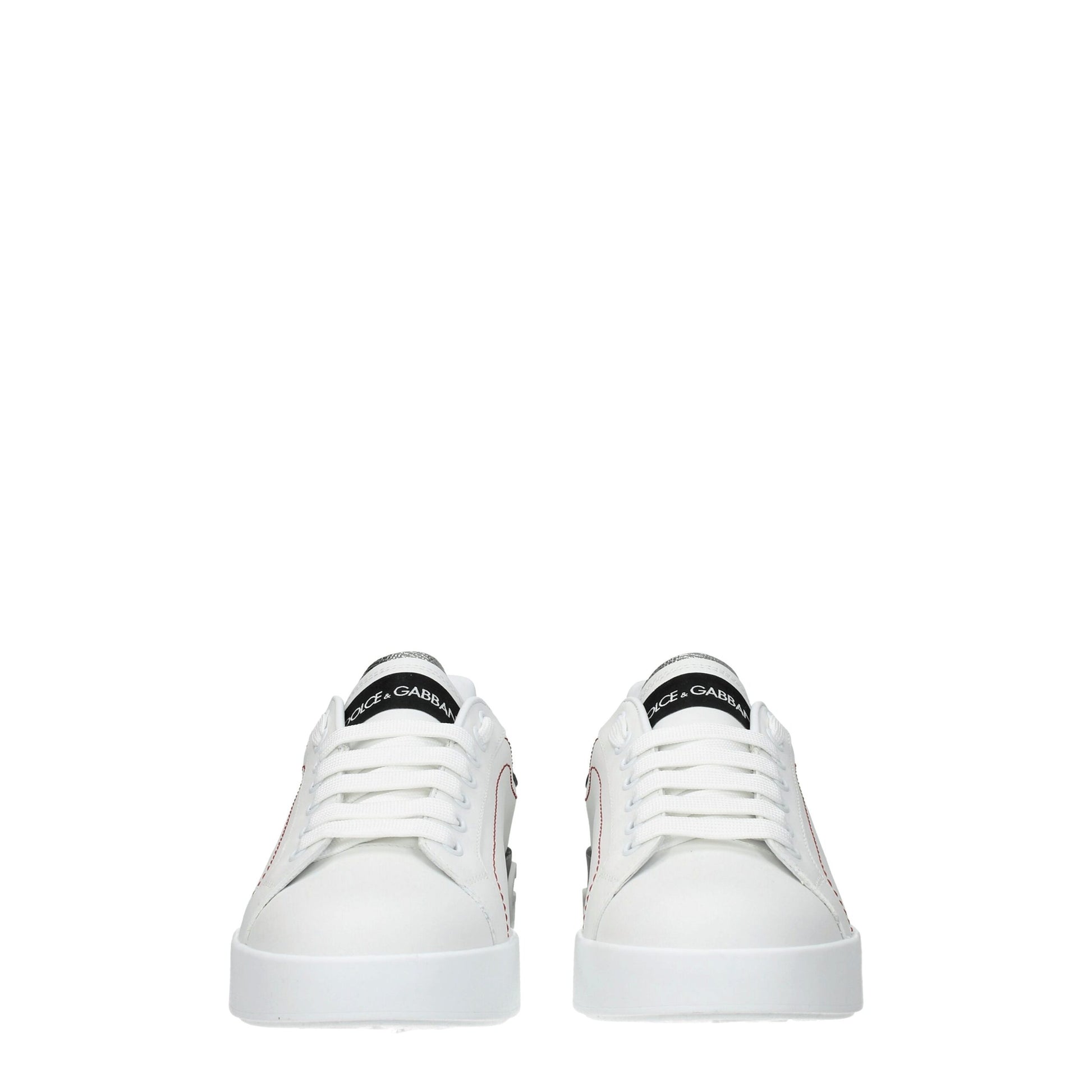 Sneakers by Dolce & Gabbana for women in leather & rubber silver & white features an versatile design from the Women's Low Top Leather & Rubber Sneakers collection, highlighting a versatile low-top style for a premium, high-fashion look.