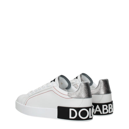 Sneakers by Dolce & Gabbana for women in leather & rubber silver & white features an timeless silhouette from the Women's Low Top Leather & Rubber Sneakers collection, showcasing a signature low-top style with an timeless finish.