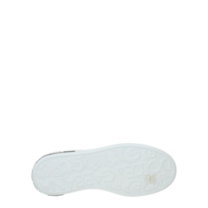 Sneakers by Dolce & Gabbana for women in leather & rubber silver & white features an fashionable silhouette, showcasing the premium Women's Low Top Leather & Rubber Sneakers in a fashionable low-top style that offers a fashionable finish for refined style.