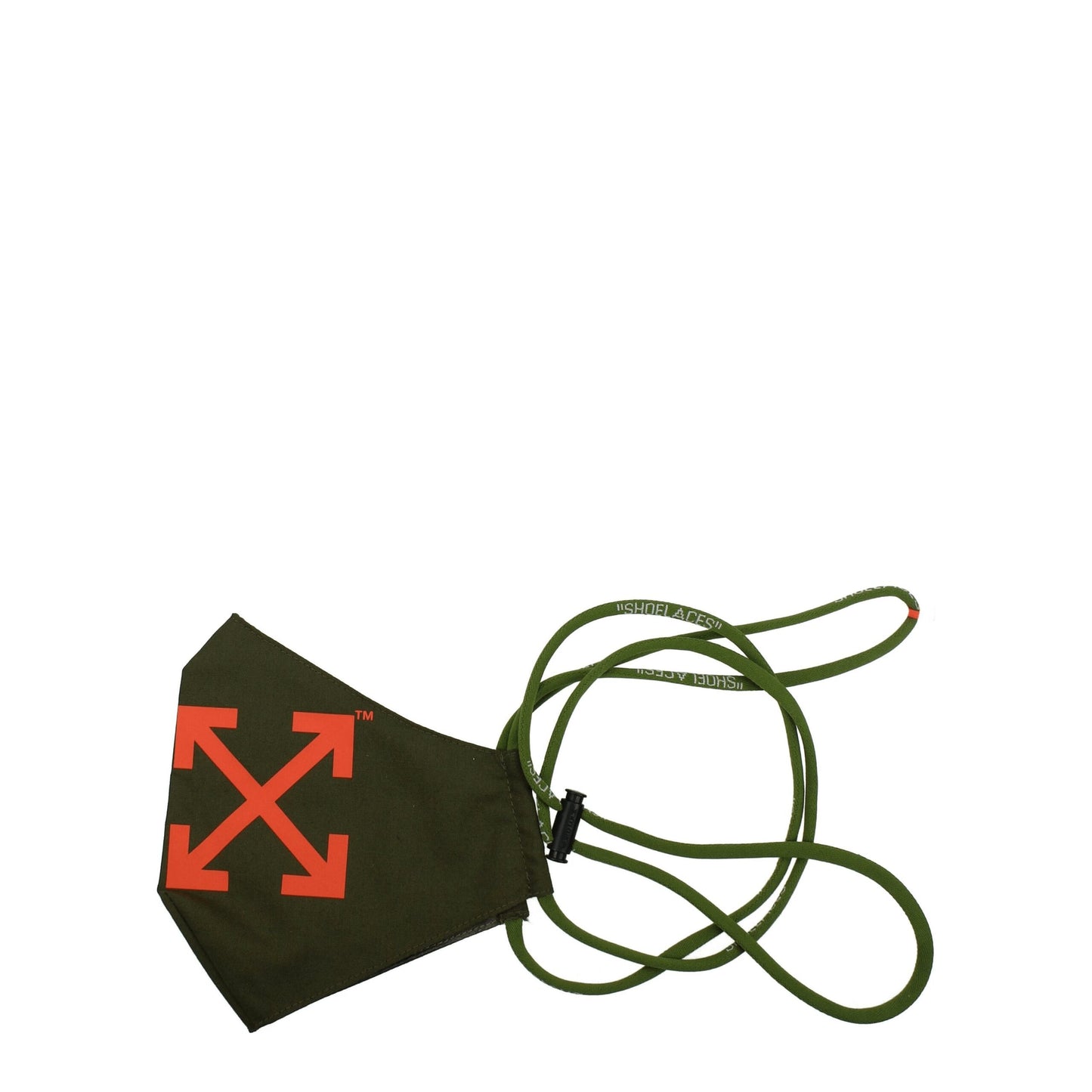 Face Mask by Off-White for men in leather green & white showcases a svelte silhouette, artfully capturing the essence of the svelte Cotton Polyester Face Mask design for a sophisticated look.