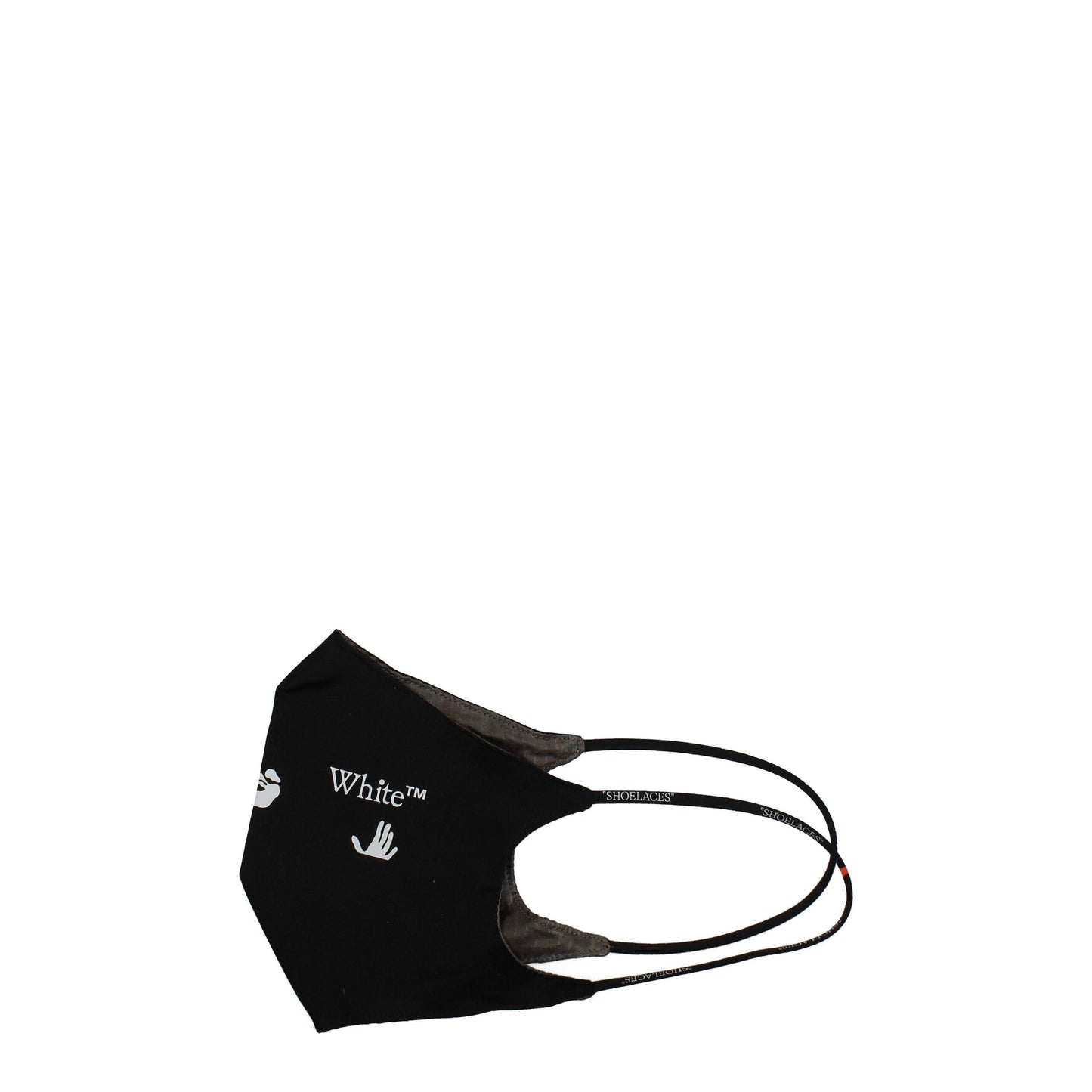 Face Mask by Off-White for men in leather black & white features a refined silhouette, showcasing the refined Cotton Face Mask design for a sophisticated, high-fashion look.