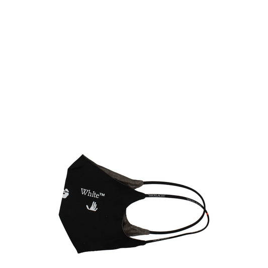Face Mask by Off-White for men in leather black & white features a refined silhouette, showcasing the refined Cotton Face Mask design for a sophisticated, high-fashion look.