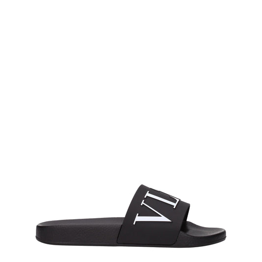 Flat Clogs Sandals by Valentino Garavani for men in cotton & rubber black showcases a sculptural silhouette as Men's Cotton & Rubber Flat Clogs Sandals, defined by a sculptural flat and sculptural open toe style for a sculptural look.