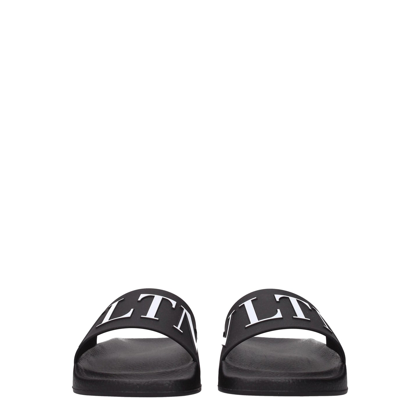 Flat Clogs Sandals by Valentino Garavani for men in cotton & rubber black features an exquisite silhouette, showcasing the exquisite Men's Cotton & Rubber Flat Clogs Sandals with a flat and open toe style.
