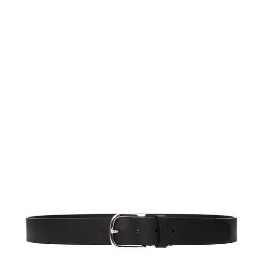 Belt by Testoni for men in leather black & silver presents a artisanal silhouette from the Leather Belt collection, showcasing an artisanal design and refined craftsmanship for a artisanal look.