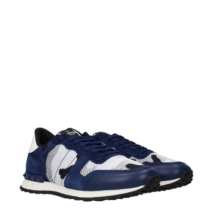 Sneakers by Valentino Garavani for men in leather blue, gray & silver features an fashionable silhouette, showcasing the premium Men's Athletic Leather Sneakers in a fashionable athletic style that offers a fashionable finish for refined style.