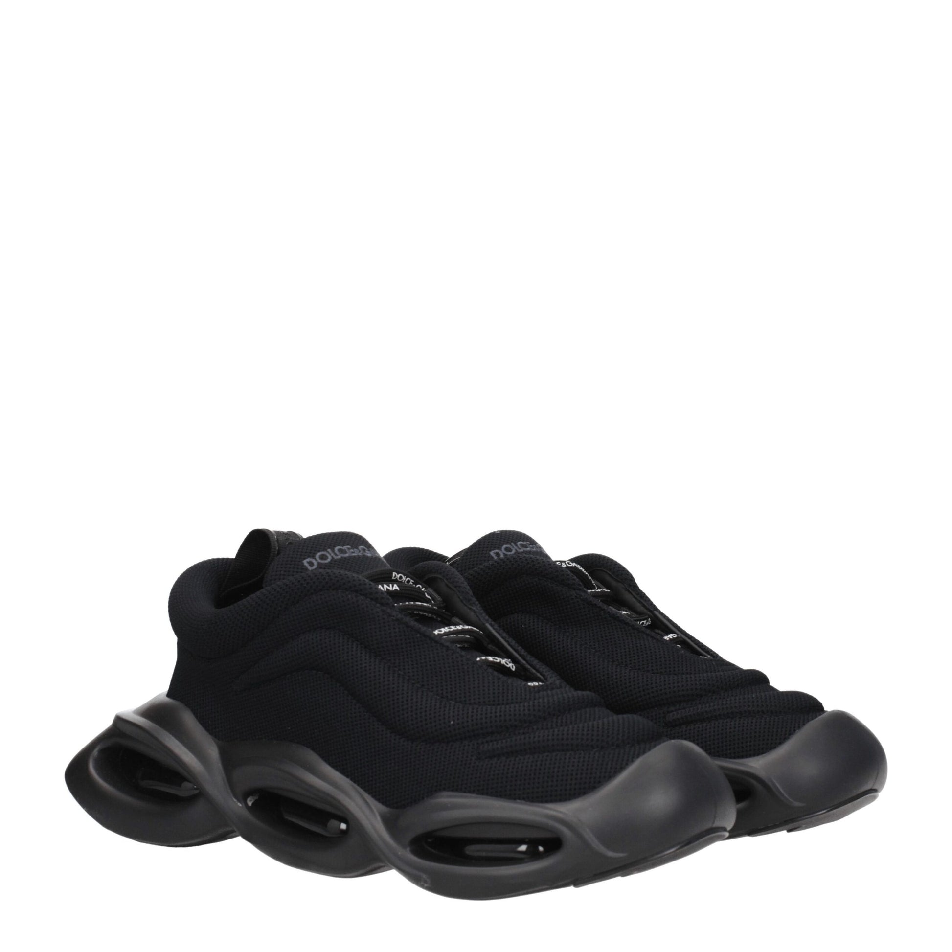 Sneakers by Dolce & Gabbana for men in rubber & fabric black features an fashionable silhouette, showcasing the premium Men's Chunky Rubber & Fabric Sneakers in a fashionable chunky style that offers a fashionable finish for refined style.