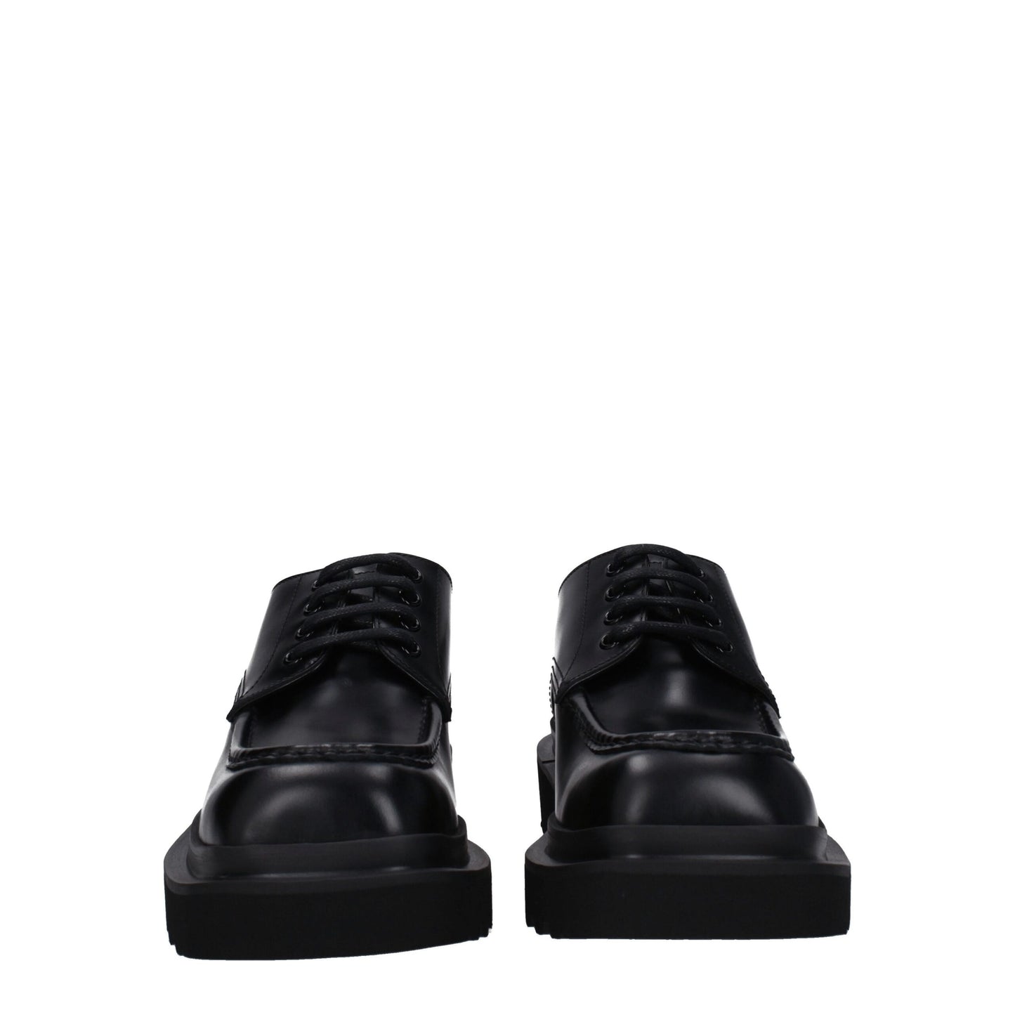 Mid-Heel Lace-Up Shoes by Dolce & Gabbana for men in leather & rubber black features an dynamic silhouette from the Men's Leather & Rubber Mid-Heel Lace-Up Shoes collection, defined by a dynamic round toe style and 4-cm-heel mid-heel for a dynamic look.