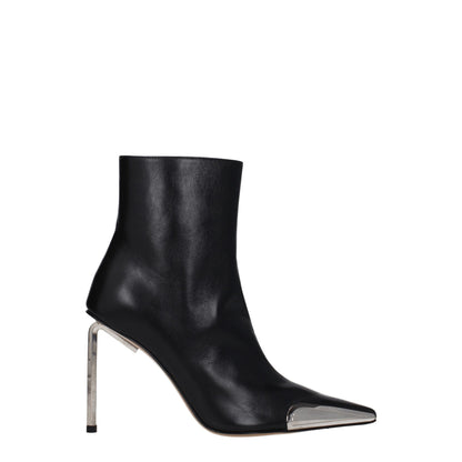 High-Heel Ankle Boots by Off-White for women in leather black, silver & white showcases a ergonomic silhouette from the Women's Leather High-Heel Ankle Boots collection, featuring a ergonomic high-heel 10-cm-heel and a ergonomic .