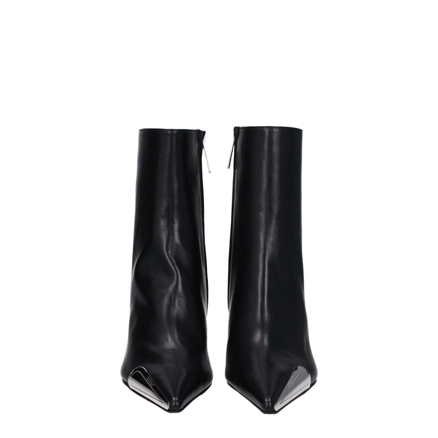 High-Heel Ankle Boots by Off-White for women in leather black, silver & white features an effortless chic silhouette from the Women's Leather High-Heel Ankle Boots collection, showcasing a effortless chic high-heel 10-cm-heel and refined for an effortless chic look.