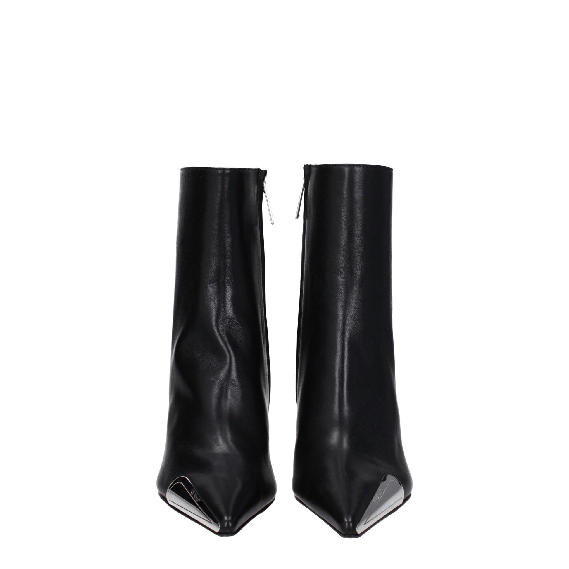 High-Heel Ankle Boots by Off-White for women in leather black, silver & white features an effortless chic silhouette from the Women's Leather High-Heel Ankle Boots collection, showcasing a effortless chic high-heel 10-cm-heel and refined for an effortless chic look.