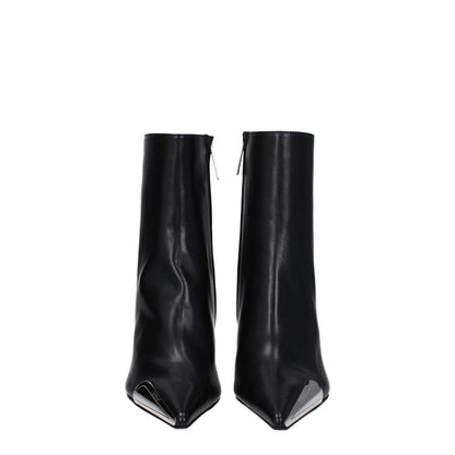 High-Heel Ankle Boots by Off-White for women in leather black, silver & white features an effortless chic silhouette from the Women's Leather High-Heel Ankle Boots collection, showcasing a effortless chic high-heel 10-cm-heel and refined for an effortless chic look.