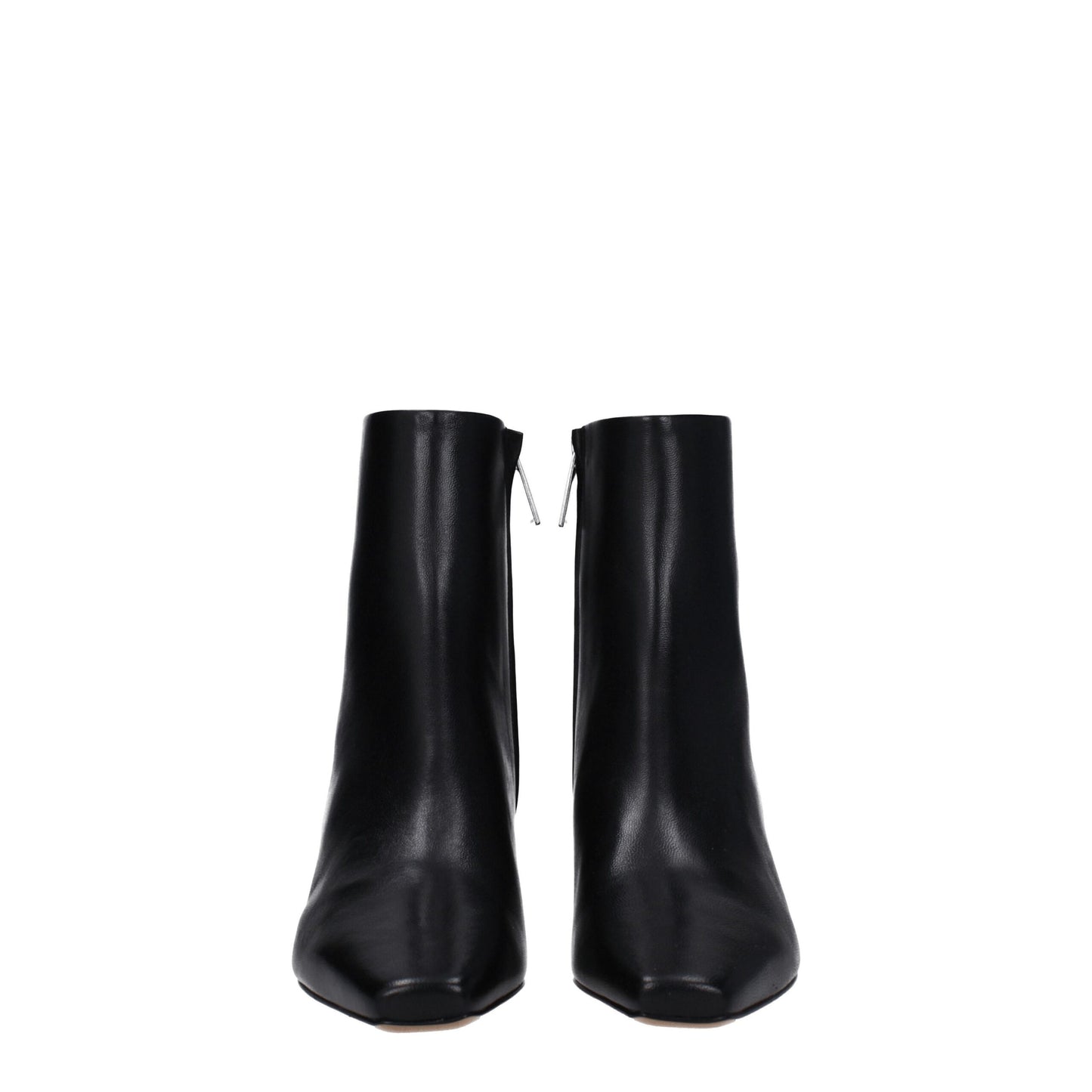 Mid-Heel Ankle Boots by Off-White for women in leather black & white features an high-performance silhouette, showcasing the sophisticated design of the Women's Leather Mid-Heel Ankle Boots with a 5-cm-heel mid-heel and a refined square toe style.