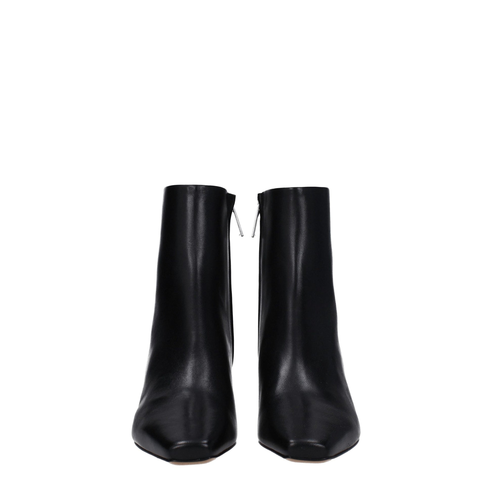 Mid-Heel Ankle Boots by Off-White for women in leather black & white features an high-performance silhouette, showcasing the sophisticated design of the Women's Leather Mid-Heel Ankle Boots with a 5-cm-heel mid-heel and a refined square toe style.