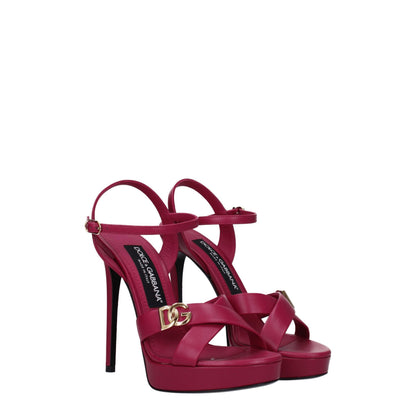 Very-High-Heel Sandals by Dolce & Gabbana for women in leather fuchsia, gold, hibiscus & pink features an statuesque Women's Leather Very-High-Heel Sandals silhouette with a refined high-heel 12-5-cm-heel very-high-heel and elegant open toe style.