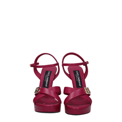 Very-High-Heel Sandals by Dolce & Gabbana for women in leather fuchsia, gold, hibiscus & pink features an architectural design from the Women's Leather Very-High-Heel Sandals collection, defined by a architectural high-heel 12-5-cm-heel very-high-heel and open toe style for a architectural finish.