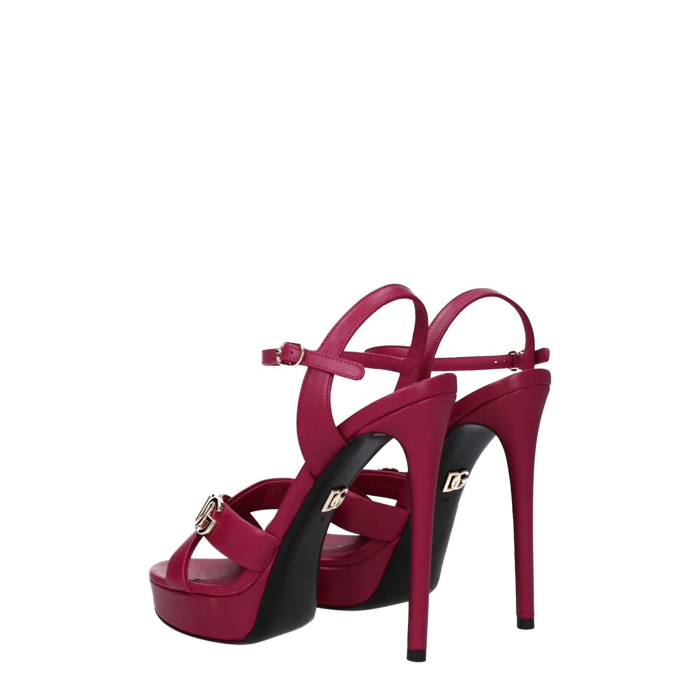 Very-High-Heel Sandals by Dolce & Gabbana for women in leather fuchsia, gold, hibiscus & pink showcases a sculptural silhouette as Women's Leather Very-High-Heel Sandals, defined by a sculptural high-heel 12-5-cm-heel very-high-heel and sculptural open toe style for a sculptural look.