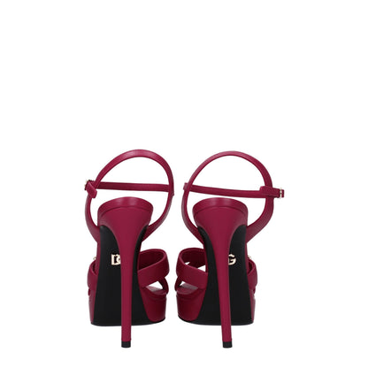Very-High-Heel Sandals by Dolce & Gabbana for women in leather fuchsia, gold, hibiscus & pink presents a sculptural silhouette, showcasing the Women's Leather Very-High-Heel Sandals design with a sculptural high-heel 12-5-cm-heel very-high-heel and open toe style for a premium look.