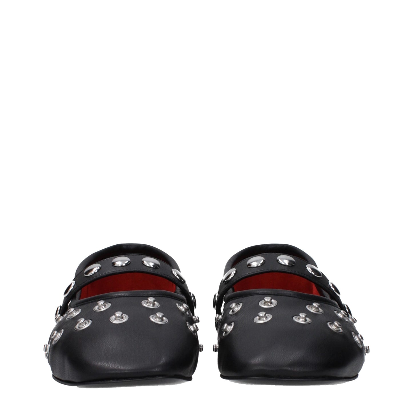 Ballet Flat Shoes by Stella McCartney for women in leather & rubber black & silver showcases a resplendent Women's Leather & Rubber Ballet Flat Shoes aesthetic with a and round toe style.