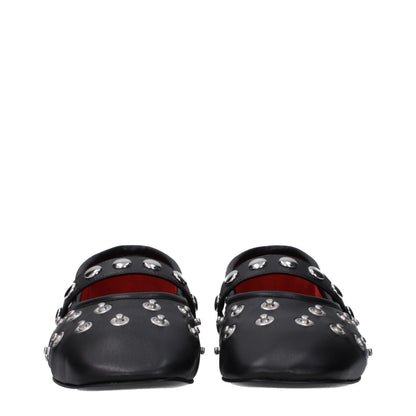 Ballet Flat Shoes by Stella McCartney for women in leather & rubber black & silver showcases a resplendent Women's Leather & Rubber Ballet Flat Shoes aesthetic with a and round toe style.