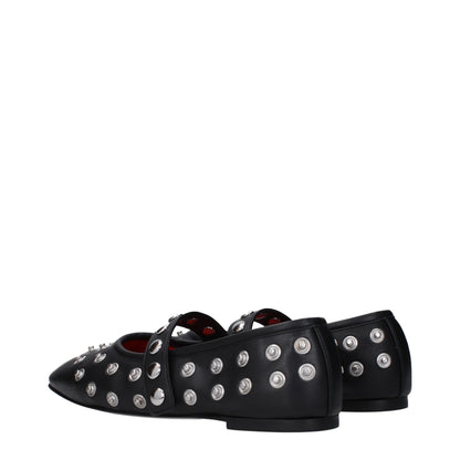 Ballet Flat Shoes by Stella McCartney for women in leather & rubber black & silver features an statuesque silhouette from the Women's Leather & Rubber Ballet Flat Shoes collection, showcasing a and a statuesque round toe style for a statuesque look.
