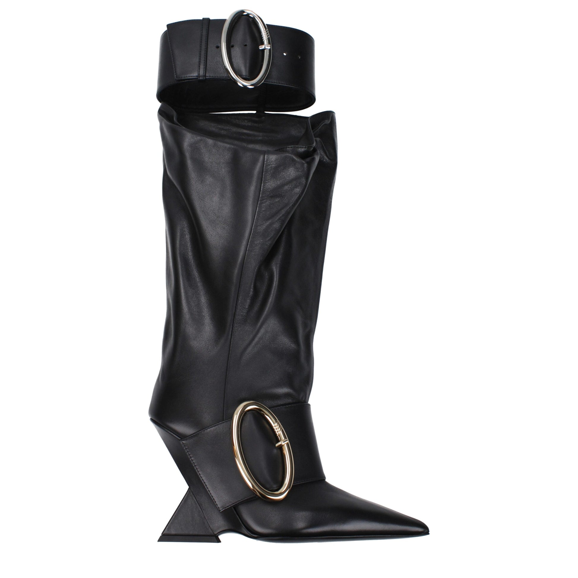 Wedge Boots by The Attico for women in leather black features an effortless chic silhouette from the Women's Leather Wedge Boots collection, showcasing a effortless chic wedge and refined for an effortless chic look.
