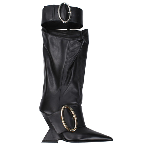 Wedge Boots by The Attico for women in leather black features an effortless chic silhouette from the Women's Leather Wedge Boots collection, showcasing a effortless chic wedge and refined for an effortless chic look.