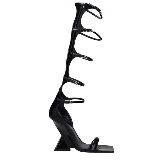 Wedge Stiletto Boots by The Attico for women in patent leather black showcases a ergonomic silhouette from the Women's Patent Leather Wedge Stiletto Boots collection, featuring a ergonomic stiletto wedge and a ergonomic open toe style.