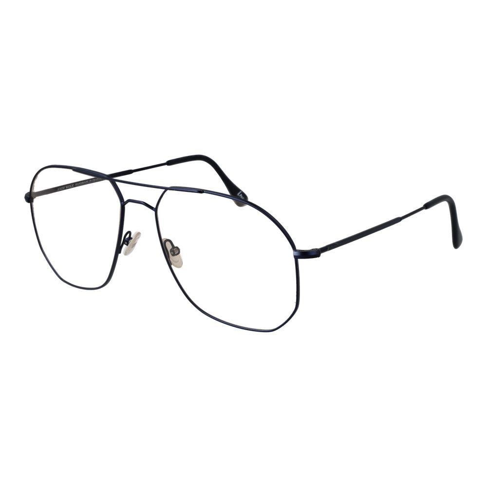 Eyeglasses Frames by Andy Wolf for unisex in denim cotton and blue showcases a refined silhouette, detailed with a blue coloured frame finish and a sophisticated full-frame frame design.