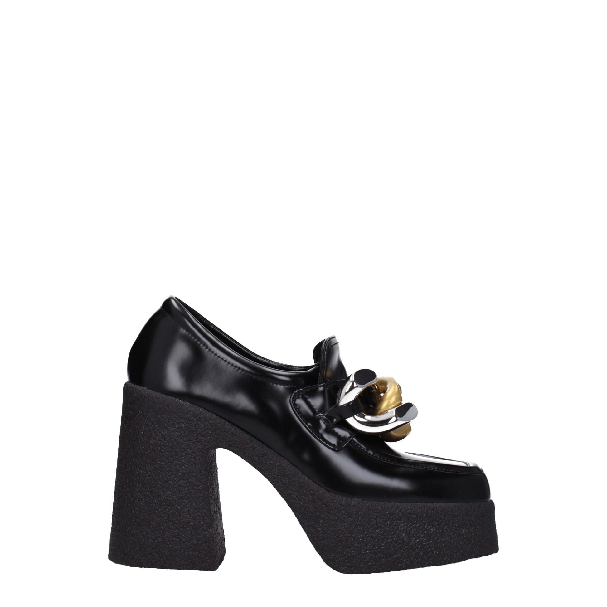 Very-High-Heel Platform Loafer Pumps Shoes by Stella McCartney for women in leather & rubber black features an ergonomic silhouette, perfectly showcasing Women's Leather & Rubber Very-High-Heel Platform Loafer Pumps Shoes with its distinct high-heel platform 11-cm-heel very-high-heel and elegant square toe style.