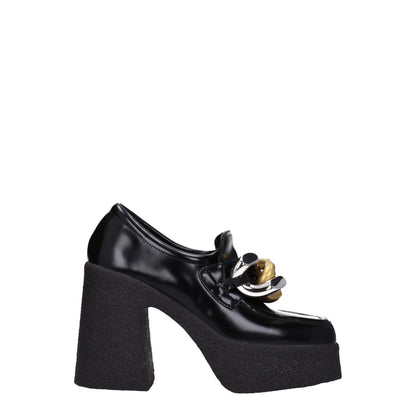 Very-High-Heel Platform Loafer Pumps Shoes by Stella McCartney for women in leather & rubber black features an ergonomic silhouette, perfectly showcasing Women's Leather & Rubber Very-High-Heel Platform Loafer Pumps Shoes with its distinct high-heel platform 11-cm-heel very-high-heel and elegant square toe style.