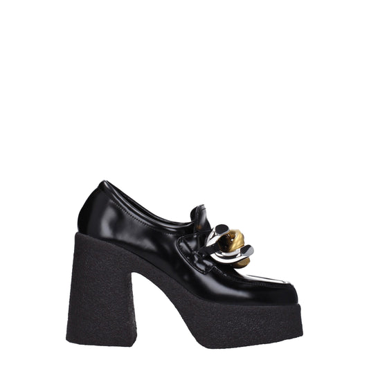 Very-High-Heel Platform Loafer Pumps Shoes by Stella McCartney for women in leather & rubber black features an ergonomic silhouette, perfectly showcasing Women's Leather & Rubber Very-High-Heel Platform Loafer Pumps Shoes with its distinct high-heel platform 11-cm-heel very-high-heel and elegant square toe style.