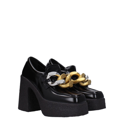Very-High-Heel Platform Loafer Pumps Shoes by Stella McCartney for women in leather & rubber black features an dynamic silhouette from the Women's Leather & Rubber Very-High-Heel Platform Loafer Pumps Shoes collection, defined by a dynamic square toe style and high-heel platform 11-cm-heel very-high-heel for a dynamic look.