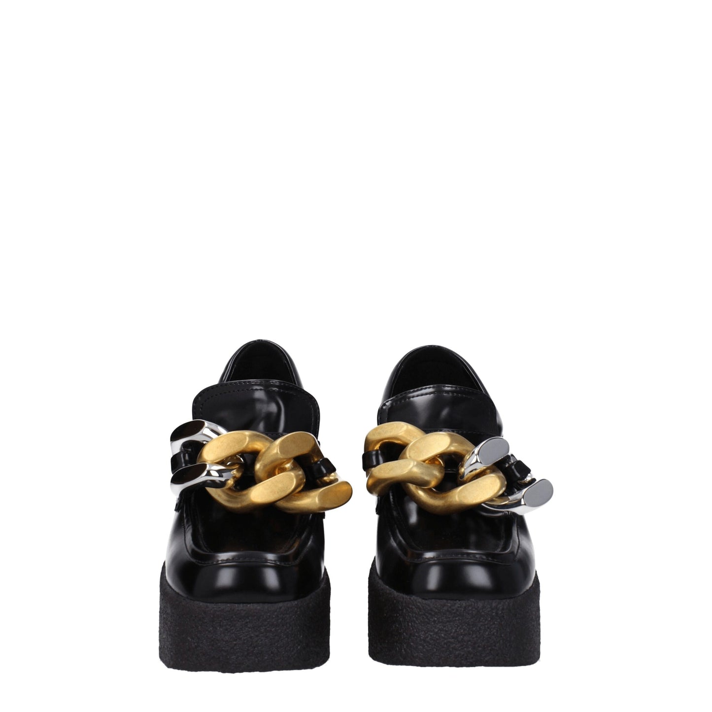 Very-High-Heel Platform Loafer Pumps Shoes by Stella McCartney for women in leather & rubber black showcases a impeccable silhouette as Women's Leather & Rubber Very-High-Heel Platform Loafer Pumps Shoes, artfully designed with a impeccable high-heel platform 11-cm-heel very-high-heel and refined square toe style for a impeccable finish.