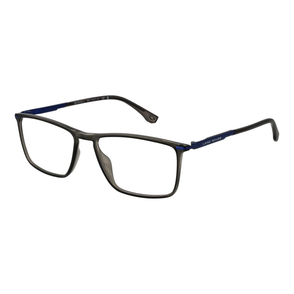 Eyeglasses Frames by Land Rover for men in plastic gray features an refined silhouette, showcasing a sophisticated gray coloured frame and refined full-frame frame design for a refined look.