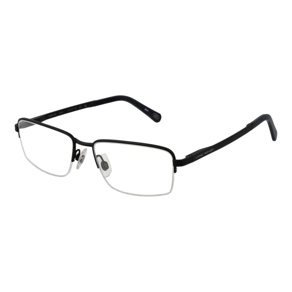 Eyeglasses Frames by Land Rover for men in stainless steel and black showcases a refined silhouette, detailed with a black coloured frame finish and a sophisticated half-frame frame design.