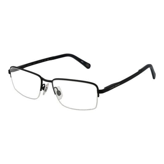 Eyeglasses Frames by Land Rover for men in stainless steel and black showcases a refined silhouette, detailed with a black coloured frame finish and a sophisticated half-frame frame design.