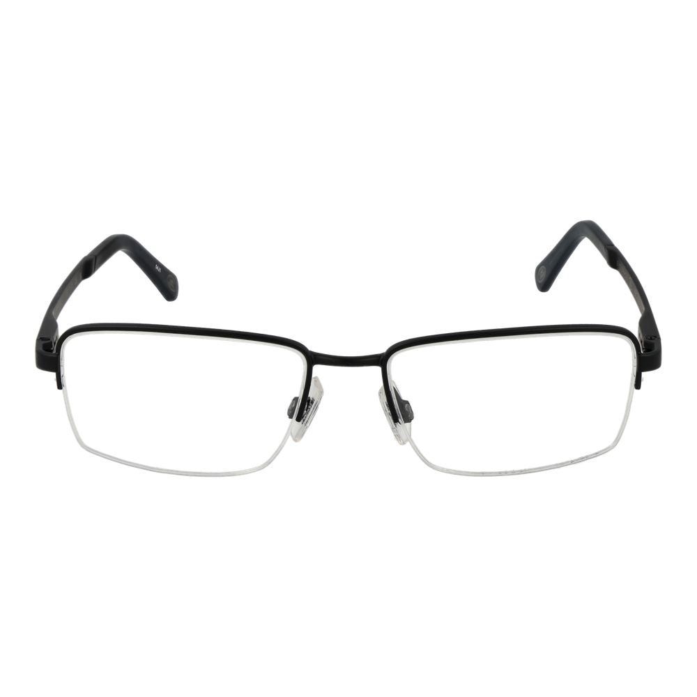 Eyeglasses Frames by Land Rover for men in stainless steel black features a refined silhouette, showcasing a refined black coloured frame and half-frame frame design for a sophisticated, premium look.