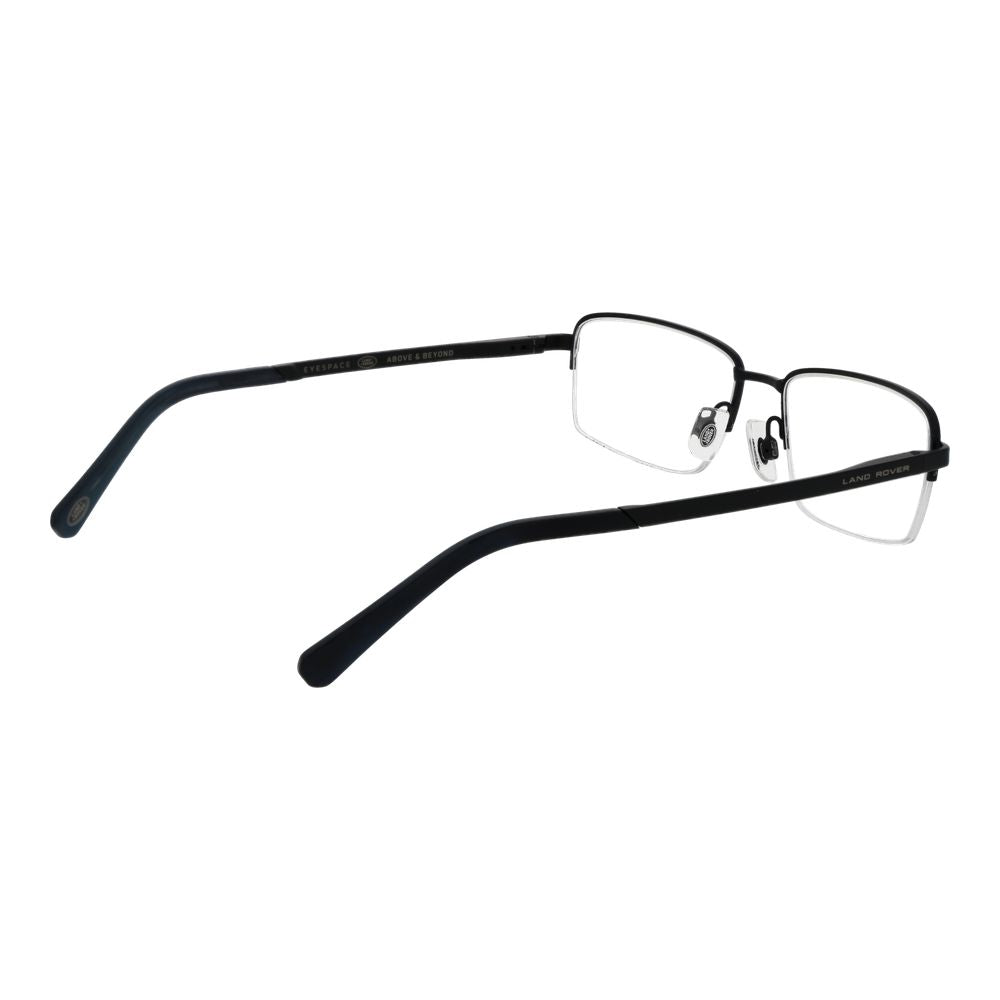 Eyeglasses Frames by Land Rover for men in stainless steel black showcases a refined half-frame frame design with a refined black coloured frame finish for a refined and sophisticated look.