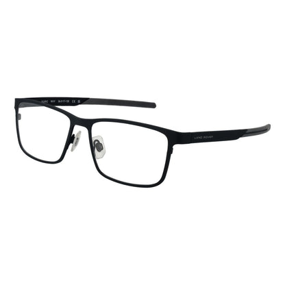 Eyeglasses Frames by Land Rover for men in stainless steel black showcases a reflective silhouette, artfully incorporating a sophisticated black coloured frame with a distinct full-frame frame design.