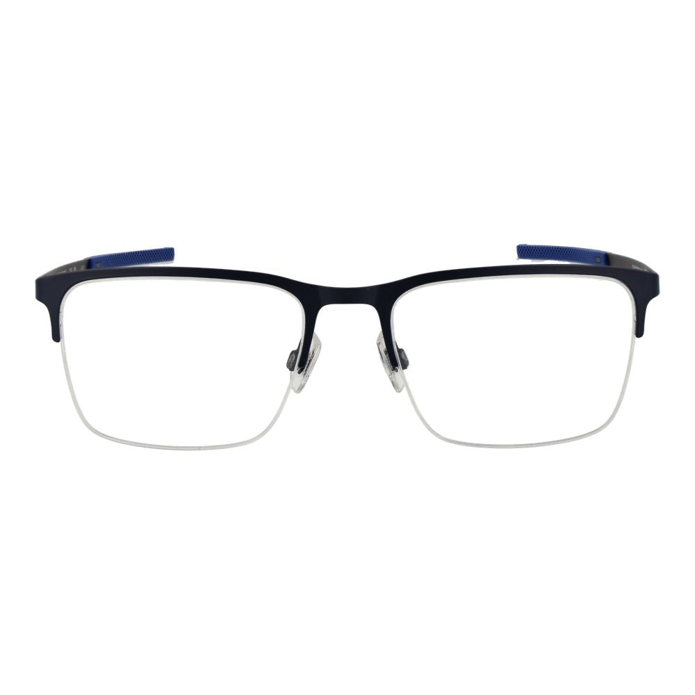 Eyeglasses Frames by Land Rover for men in stainless steel blue showcases a refined half-frame frame design with a refined blue coloured frame finish for a refined and sophisticated look.