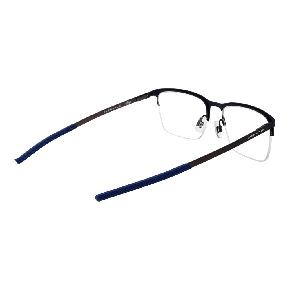 Eyeglasses Frames by Land Rover for men in stainless steel and blue showcases a refined silhouette, detailed with a blue coloured frame finish and a sophisticated half-frame frame design.