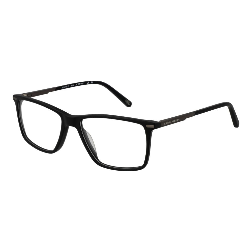 Eyeglasses Frames by Land Rover for men in acetate black showcases a refined full-frame frame design with a refined black coloured frame finish for a refined and sophisticated look.